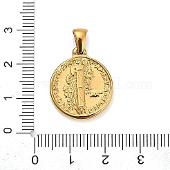 304ステンレスペンダント  水銀ヘッド[10]セント硬貨のチャーム  イオンプレーティング（ip）  長持ちメッキ  ゴールドカラー  21.5x18x3mm  穴：5.5x2.5mm&nbsp;STAS-F363-18G