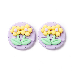 オペーク樹脂カボション  花  ミックスカラー  25.5~29x19.5~25.5x8mm&nbsp;X-RESI-H140-08