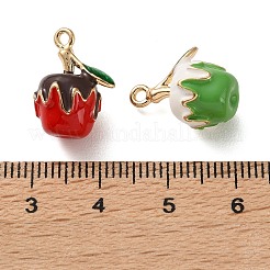 合金エナメルチャーム  イチゴのチャーム  ゴールドカラー  ミックスカラー  17x12x10mm  穴：1.5mm&nbsp;FIND-Z117-03G