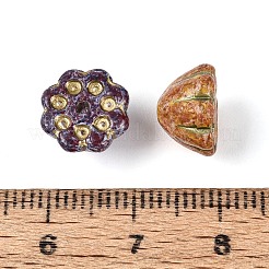 ピカソのベーキングペイントと金色の金属で編まれたガラスビーズ  蓮の莢  ミックスカラー  6.5~7.5x10x10mm  穴：1~1.5mm&nbsp;DGLA-T004-67M