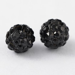 パヴェボールディスコビーズ  樹脂粘土ラインストーンビーズ  グレードA  ラウンド  ジェット  6mm  穴：0.8mm&nbsp;RB-Q195-A6mm-280