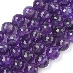 天然石アメジストビーズ連売り  多面カット  ラウンド  12~12mm  穴：1mm  約32個/連  15.55''（39.5センチメートル）&nbsp;G-L654-O01-12mm