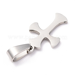 変色しにくい304ステンレススチールペンダント  クロス  ステンレス鋼色  19.5x12x1.2mm  穴：3.5x7mm&nbsp;STAS-Z018-13P