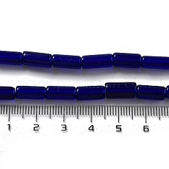 手作りのネパールランプワークビーズ  コラム  ダークブルー  10.5~11.5x4~6mm  穴：1.6mm  約61個/連  26.18''（66.5センチメートル）&nbsp;LAMP-Z008-02C