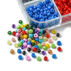 54g 12色のベーキングペイントと透明ガラスシードビーズ  ミックスカラー  8/0  3~3.5x2mm  穴：1~1.2mm  約4.5g /カラー&nbsp;SEED-FS0001-19