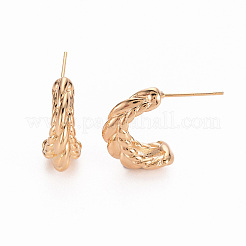 真鍮ハーフフープピアス  スタッドピアス  ホーン  ニッケルフリー  18KGP本金メッキ  23~25x18x7.5mm  ピン：0.7mm&nbsp;LS-KK-R117-026-NF