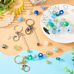 DIY ビーズキーホルダー作成キット  合金バービーズキーホルダーを含む  アクリル樹脂ビーズ＆  丸と猫の足跡  ミックスカラー  13~16x13~18.5x5.5~16mm  穴：2.5~5mm&nbsp;DIY-TA0006-01