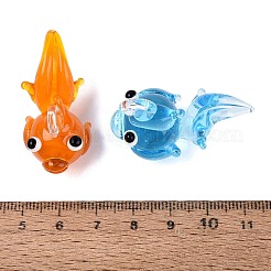手作りランプワークペンダント  魚のチャーム  ミックスカラー  23~26x35~40x19~20mm  穴：3~4mm&nbsp;LA-N048-01