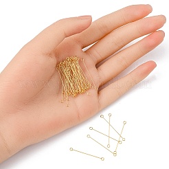 316サージカルステンレススチール製アイピン  ピアノ線9ピン  18KGP本金メッキ  26ゲージ  30x2.5x0.4mm  穴：1.6mm&nbsp;STAS-YW0001-41A-G