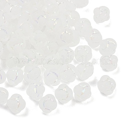 つや消し透明なアクリルビーズ  花  シルバーライン入り  ABカラーメッキ  ホワイト  12x12x12mm  穴：1.6mm  約714個/500g&nbsp;OACR-P029-16B-01