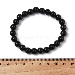天然オブシディアンビーズストレッチブレスレット  ラウンド  2-1/8インチ（55mm）  ビーズ：8~9mm&nbsp;BJEW-Q692-12-8mm