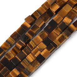 天然石タイガーアイビーズ連売り  キューブ  4x4x4mm  穴：0.8mm  約91個/連  15.12''（38.4センチメートル）&nbsp;G-F631-K32