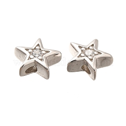 スターリングシルバーマイクロパヴェクリアキュービックジルコニアビーズ925個  スター  プラチナメッキ  5.8x6x2.2mm  穴：0.8mm&nbsp;STER-B006-12P