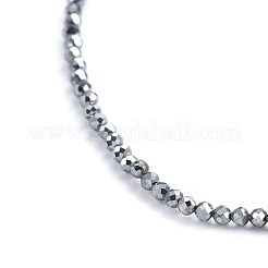 テラヘルツ石ビーズネックレス  真鍮パーツ  ラウンド  多面カット  プラチナ  15.3インチ（39cm）  ビーズ：2mm&nbsp;NJEW-F245-A05