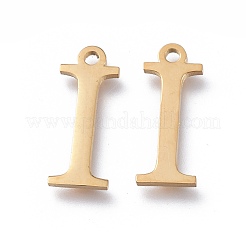 304ステンレススチールチャーム  ギリシャ語のアルファベット  ゴールドカラー  文字.i  14x5.5x1mm  穴：1.2mm&nbsp;STAS-L263-08G
