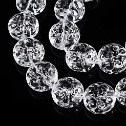 透明ガラスビーズ連売り  フラットラウンド  透明  13x7.5mm  穴：0.9mm  約30個/連  14.96インチ（38cm）&nbsp;GLAA-N001-53