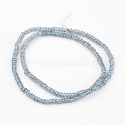 電気メッキガラスビーズセット  フル虹メッキ  ファセットロンデル  ターコイズ  2x1.5mm  穴：0.5mm  約203個/連  12インチ&nbsp;EGLA-P018-1mm-FR-B03