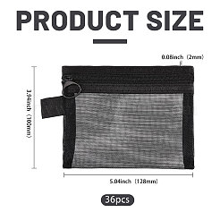 ナイロンメッシュメイクアップジッパーバッグ  化粧品・文房具・クラッチバッグ  長方形  ブラック  10x12.8x0.2cm&nbsp;AJEW-WH0609-513C