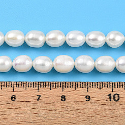 天然養殖淡水パールビーズ連売り  ライス  乳白色  7~8x6.8~7.3mm  穴：0.5mm  約45~46個/連  14.37~14.57''（36.5~37センチメートル）&nbsp;PEAR-N012-07Z