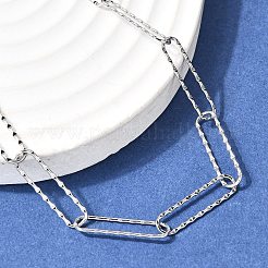 5mm 201ステンレススチールテクスチャードペーパークリップチェーンネックレス（ユニセックス）  変色しない  ステンレス鋼色  22.44インチ（57cm）&nbsp;NJEW-K302-14P