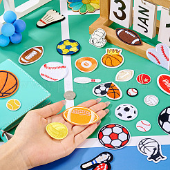 27個27スタイルのスポーツテーマのコンピューター刺繍布パッチ  パッチにこだわる  マスクと衣装のアクセサリー  アップリケ  混合図形  22~82x22~60x1~2mm  1個/スタイル&nbsp;PATC-TA0001-11
