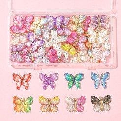 40個 2スタイルのプリント半透明アクリルパーツ  ゴールドライン入り  蝶  ミックスカラー  24.5~25.5x30~32x4.5~5mm  穴：1.4mm  20個/スタイル&nbsp;MACR-FS0002-04