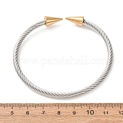 ツートンカラーの304ステンレススチール製ダブルターミナルコーンオープンカフバングル（女性用）  ゴールデン·ステンレス鋼色  内径：2.40インチ（6.1cm）&nbsp;SA-CBA2192-03GP