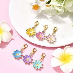 合金エナメルの花のペンダントの装飾  バッグ飾り用の合金製ロブスター クロー クラスプ チャーム  ミックスカラー  32.5mm&nbsp;HJEW-JM04325