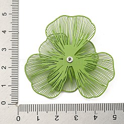 スプレー印刷された430ステンレススチールビーズキャップ  花  オリーブドラブ  45x48x5~7mm  穴：0.9mm&nbsp;STAS-P359-03D