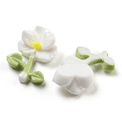 光沢のある不透明エポキシ樹脂デコデンカボション  暗闇で光る花  ホワイト  13x8x4mm&nbsp;CRES-M032-02B