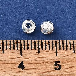 真鍮ビーズ  長持ちメッキ  スパイラルラウンド  ニッケルフリー  925銀メッキ  3.5mm  穴：1.4mm&nbsp;KK-B147-02C-S