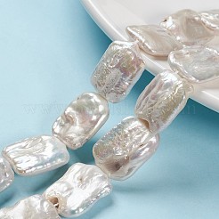 天然バロックパールケシパールビーズ連売り  養殖淡水パール  長方形  乳白色  21~25x14~15x4~7mm  穴：0.8mm  約19個/連  14.76インチ〜14.96インチ（37.5~38cm）&nbsp;PEAR-T001-03