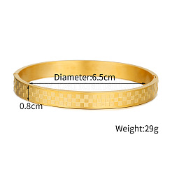 メンズ304ステンレススチールバングル  ヒンジ付きバングル  タータン  ゴールドカラー  内径：2.56インチ（6.5cm）&nbsp;WG5FBFC-01