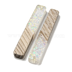 ウッドペンダント  樹脂と金箔  長方形  透明  52x7.5x4mm  穴：2mm&nbsp;FIND-B042-06D