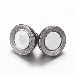 ループ付き真鍮製マグネットクラスプ  ラウンド  ガンメタ色  16x10mm  穴：1.2mm&nbsp;X-PALLOY-MC043-3B