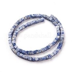 天然ブルースポットジャスパービーズ連売り  キューブ  4x4x4mm  穴：0.7mm  約89~91個/連  15.3インチ（40cm）&nbsp;G-F631-K06