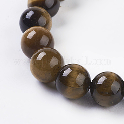 天然石タイガーアイビーズ連売り  ラウンド  ゴールデンロッド  8mm  穴：1mm  約24個/連  7.4インチ&nbsp;X-G-G099-8mm-5