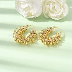 女性のための真鍮のフープピアス  スパイラル  18KGP本金メッキ  29x11mm&nbsp;EJEW-K334-01G