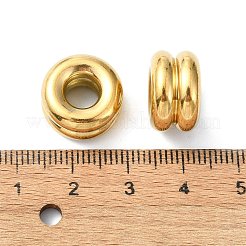 イオンプレーティング（IP）304ステンレススチールヨーロピアンビーズ  大穴ビーズ  スジ入りビーズ  コラム  ゴールドカラー  14.5x9mm  穴：6mm&nbsp;STAS-Z066-03G