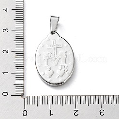 304ステンレスペンダント  聖母マリアとオーバル  ゴールデン·ステンレス鋼色  25x16x3mm  穴：3.5x7mm&nbsp;STAS-F223-43