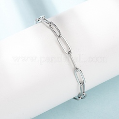 4mm 304ステンレススチール製ペーパークリップチェーンブレスレット  変色なし  ステンレス鋼色  6.30インチ（16cm）&nbsp;SA-CBA4160-22P
