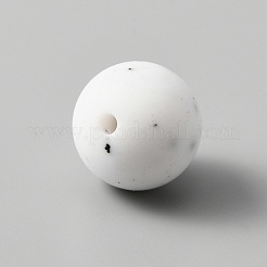 食品グレードの環境に優しいシリコーンビーズ  ラウンド  ホワイト  14.5mm  穴：2mm&nbsp;SIL-TAC0002-03A