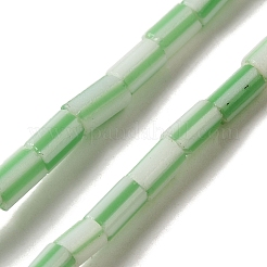 手作りのネパールランプワークビーズ  縞模様の列  アクアマリン  3.5~8x3.5~5mm  穴：1.2mm  約91~101個/連  25.59~26.38''（65~67センチメートル）&nbsp;LAMP-B023-04B-03