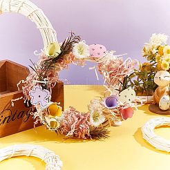 5個 5スタイルの円形ラタンつる枝リースフープ  diyイースタークリスマスパーティーの装飾のために  ホワイト  8~20.5x1~2cm  内径：5~16のCM  1個/スタイル&nbsp;DIY-OC0009-91