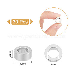 201ステンレススチールビーズ30個  大穴ビーズ  コラム  ステンレス鋼色  10x4.5mm  穴：6mm&nbsp;STAS-UN0053-87