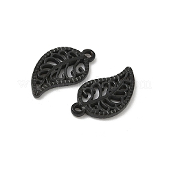 304ステンレスペンダント  リーフチャーム  イオンプレーティング（ip）  ブラック  20.5x11x2mm  穴：1.6mm&nbsp;STAS-Q362-08B-B