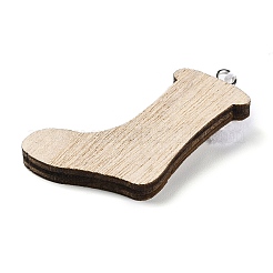 クリスマス未完成の木製ペンダント装飾  壁の装飾  麻紐と鉄の輪付き  クリスマスソックス  11cm&nbsp;LS-WOOD-D026-01C