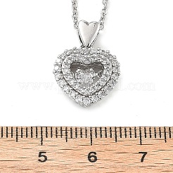 ハート 304 ステンレススチール マイクロパヴェ キュービックジルコニア ペンダントネックレス 女性用  ステンレス鋼色  15.94インチ（40.5cm）&nbsp;LS-NJEW-D288-05P