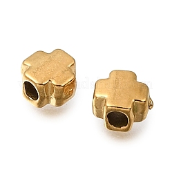 304ステンレススチールビーズ  イオンプレーティング（ip）  クロス  18KGP本金メッキ  4x4x2.5mm  穴：1.5mm&nbsp;STAS-L315-052G