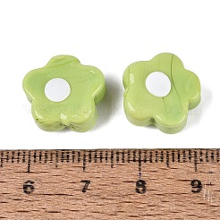 手作りランプワークビーズ  花  薄緑  13.5~15x14.5~15x6~8mm  穴：1.2~1.6mm&nbsp;LA-N050-04F